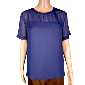 Metaphor Mix Media Short Sleeve Blue Top Size L